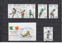 CUBA - O / FINE CANCELLED - 1990 - FOOTBALL WORLD CHAMPIONSHIP - SOCCER - ITALIA 90 -   Mi. 3356/61 + M/S 117 - Oblitérés