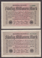 Germany 1924: Reinchbanknote 50 Million Mark (2 Different) - 50 Millionen Mark