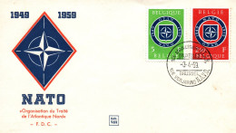 (RECTO / VERSO) FDC OTAN / NATO LE 03/04/1959 - BRUXELLES - BELGIQUE - 1951-1960