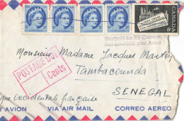 LETTRE. COVER. CANADA. 1958.  TO SENEGAL. PORT INSUFFISANT PAR AVION. POSTAGE DUE - Brieven En Documenten