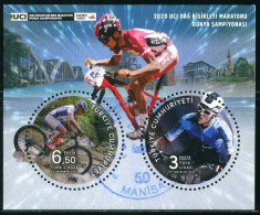 Türkiye 2020 Mi 4614-4615 World Mountain Biking Championships, Cycling, Round Stamp, Bicycle [Block 203] - Gebraucht