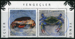 Türkiye 2022 Mi 4708-4709 Crabs: Rosy Egg Crab, Blue Crab | Crustaceans, Marine Life, Top Corner - Used Stamps