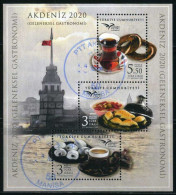 Türkiye 2020 Mi 4585-4587 EUROMED, Traditional Gastronomy, Food, Tea, Turkish Coffee, Lighthouse  [Block 201] - Gebruikt