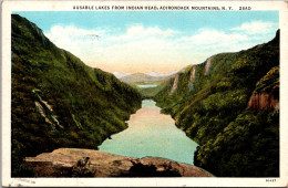 New York Adirondacks Ausable Lakes From Indian Head 1943 Curteich - Adirondack