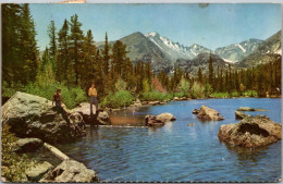 Colorado Rocky Mountains Longs Peak And Bear Lake Fishing Scene 1956 - Rocky Mountains