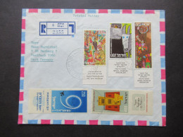 Israel Marken Mit Rand / Tab Printed Matter Einschreiben Eiat - Bamberg Umschlag Eilat Stamp Club Israel - Brieven En Documenten