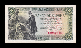 España Spain 5 Pesetas Capitulaciones 1945 Pick 129a Serie C Sc Unc - 5 Pesetas