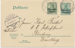 DEUTSCHE POST IN MAROKKO 1906 Germania 5 Pf Mit Aufdruck „Marocco / 5 Centimos“ Auf Dto. Kab.-GA-Antwortkarte (komplett) - Maroc (bureaux)