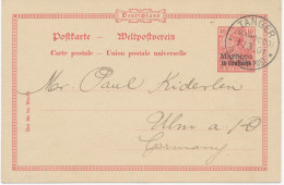 DEUTSCHE POST IN MAROKKO 1901, Germania 10 Pf Mit Aufdruck „Marocco / 10 Centimos“ Kab.-GA-Postkarte Mit K1 „TANGER / (M - Morocco (offices)