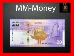 MACAU Banco Da China  20  Patacas 2019  *commemorative 20th Anniversary Of Macau Returning To China"   P. 89   UNC - Macao