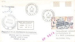 TAAF - LETTER 1980 PORT-AUX-FRANCAIS - DE Mi 143 / *1158 - Briefe U. Dokumente