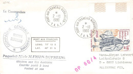 TAAF - LETTER 1980 PORT-AUX-FRANCAIS - DE Mi 143 / *1158 - Covers & Documents