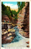 New York Ausable Chasm Looking Down The River 1934 Curteich - Adirondack