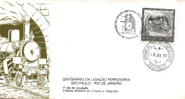 1977 Brazil FDC Topic Cover Railway Sao Paulo - Rio De Janeiro Centenary Tribute - FDC