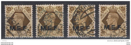 M.E.F.:  1943/47  SOPRASTAMPATI  -  1 S. BISTRO  BRUNO  US. -  RIPETUTO  4  VOLTE  -  SASS. 13 - Occ. Britanique MEF