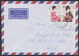 Japan Nippon TAKANAWA Brief Nach Der DDR Zusammendruck Der Sondermarken 60/60 - Storia Postale