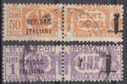 ITALIA, REPUBBLICA SOCIALE - 1944 - Lotto Di 2 Francobolli Usati Per Pacchi: Unificato 40 E 42. - Paketmarken