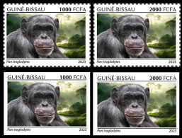 GUINEA BISSAU 2023 - SET 2 X 2V 1000F & 2000F PERF & IMPERF - CHIMPANZEE CHIMPANZE CHIMPANZEES APE APES MONKEYS - MNH - Chimpanzees