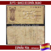 C1662.1# España 1936. 25 Pts. Banco De España. Bilbao (VG) WPM#PS552 - 25 Pesetas