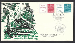 INDONESIE. N°345-6 De 1963 Sur Enveloppe 1er Jour (FDC). Volcan Agung. - Vulkanen