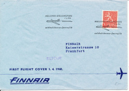 Finland First Flight Cover Finnair Helsinki - Frankfurt 1-4-1960 - Covers & Documents