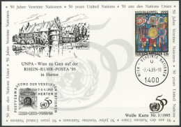 UNO WIEN 1995 Mi-Nr. 153 WEISSE KARTE - RHEIN-RUHR POSTA HERTEN 07.04.1995 - Cartas & Documentos