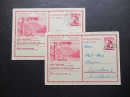 Österreich 1954 2x Bildganzsache Oetz Im Oetztal 1x Mit Stempel Verkehrsverein Kals Osttirol Beide Nach Hannover Gesend - Postkarten
