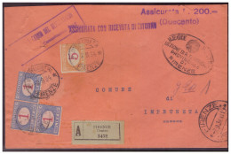 Italien (007606) Einschreiben Wertbrief Siegel Abgefallen, Gelaufen Ortsbrief Firenze Am 7.9.1934 - Assurés