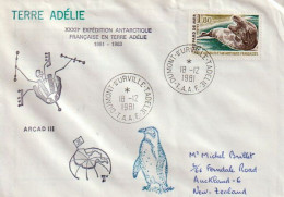 Satellite Arcad 3 Over Antarctica 1981, Letter From Dumont D'Urville Station (Terres Australes) To New-Zealand - Altri & Non Classificati