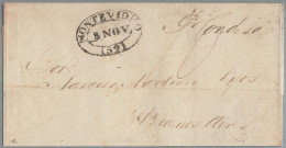 1852 ENTIRE BRAZIL TO ARGENTINA VIA MONTEVIDEO, URUGUAY - VERY RARE HANDSTAMP. CERT. ROCHA - Uruguay