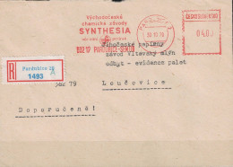 Tschechoslowakei CSSR -  R-Brief Mit Maschinenwerbestempel SYNTHESIA  Pardubice Vom 30.10.79 Nach Loučovice - Lettres & Documents