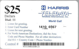 CARTE²-PREPAYEE-USA-HARRIS-25$-MILITAIRE-Plastic Fin-Code 4/4 N°-TBE - Military Phonecards