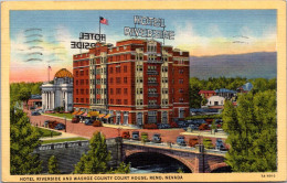 Nevada Reno Hotel Riverside And Washoe County Court House 1948 Curteich - Reno