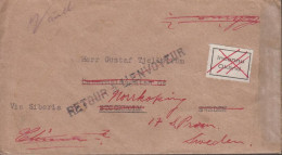 1927. JAPAN. Beautiful Small Envelope To Sweden Via Siberia With 10 Sn Nagoya,  Daimyo. Readr... (Michel 179) - JF442643 - Covers & Documents