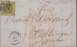 1853. BADEN. Ziffer Im Kreis. 3 Kr. On Fine Small Envelope To Huttingen Cancelled With Nummeral Cancel And... - JF535876 - Covers & Documents