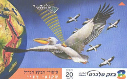 Israel:Used Phonecard, 20 Units, Birds Of The Great Rift Valley, White Pelican - Autres & Non Classés