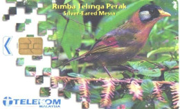 Malaysia:Used Phonecard, Telekom Malaysia, 20 RM, Bird, Silver-eared Mesia - Pájaros Cantores (Passeri)