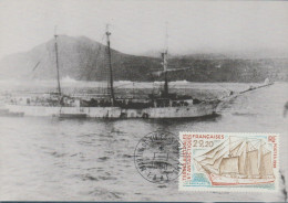 TAAF N° 230 BATEAU SUR CARTE MAXIMUM - FDC