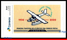 Ref. BR-V2021-52 BRAZIL 2021 - 1ST ATLANTIC CROSSING OFTHE POSTAL MAIL, 90 YEARS, PB-193, MNH, PLANES, AVIATION 1V - Gepersonaliseerde Postzegels