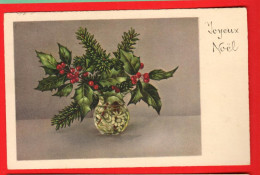 ZWE-30  Joyeux Noël  Houx Dans Un Vase.   Circulé 1909  - Autres & Non Classés