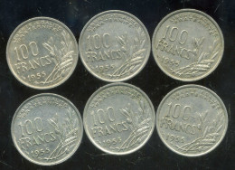 FRANCE  Lot De 6  Monnaies  100 Francs Cochet   3 X 1955  - 3 X 1955 B  (180 ) - Lots & Kiloware - Coins