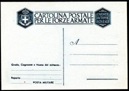 Z3590 ITALIA LUOGOTENENZA FRANCHIGIE 1944 Cartolina Postale Per Le Forze Armate (Filagrano F103) NUOVA, Valore Catalogo - Andere & Zonder Classificatie