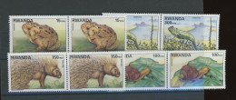 1998  Faune Du Rwanda   Cob 1407/1410 **   Cote 52,--€ En Paire ** Escargot Snail Frog Grenouille Lezard - Used Stamps