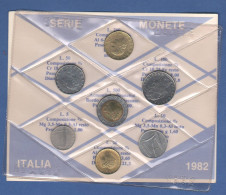 ITALIA 1982 Serie 7 Monete 5 10 20 50 100 200 500 Lire FDC UNC Italy Coin Set Private Issues Emissioni Private - Jahressets & Polierte Platten