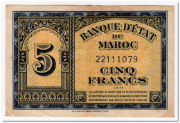 MOROCCO,5 FRANCS,1944,P.24,VF+ - Maroc