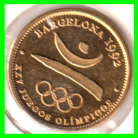 ESPAÑA  ( EUROPA ) - MEDALLA JUEGOS OLIMPICOS BARCELONA 92 ( BAÑADA EN ORO 22 KILATES) - Pièces écrasées (Elongated Coins)