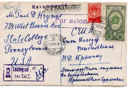 68855 - Russland / UdSSR - 1950 - 2Rbl Khmel'nitski-Orden MiF A R-LpBf LENINGRAD -> NEW YORK -> BERKELEY, CA (USA) - Storia Postale