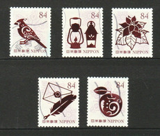 JAPAN 2021 WINTER GREETINGS 84 YEN (SNOWFLAKE BACKGROUND) COMP. SET OF 5 STAMPS USED (**) - Used Stamps