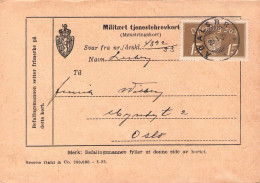 NORWAY - MILITAERT TJENESTEBREVKORT 1933 / *2068 - Service
