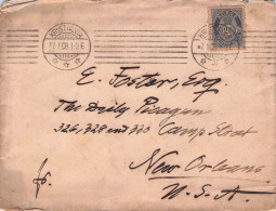 NORWAY - LETTER 1908 KRISTIANIA - NEW ORLEANS / *2073 - Briefe U. Dokumente